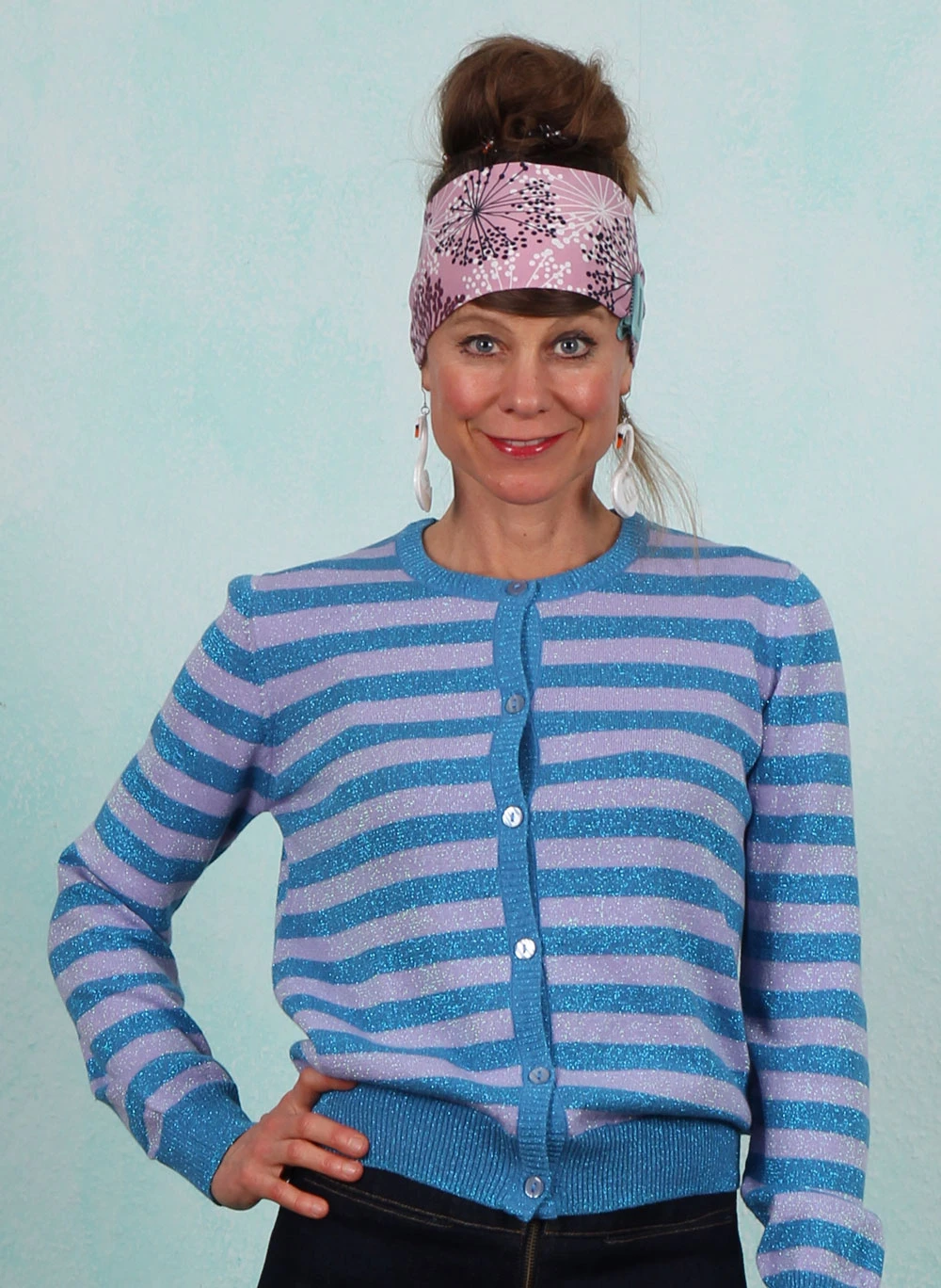 Cardigan, 11893-5361, sparkling-turquoise-light-lilac - Image 1