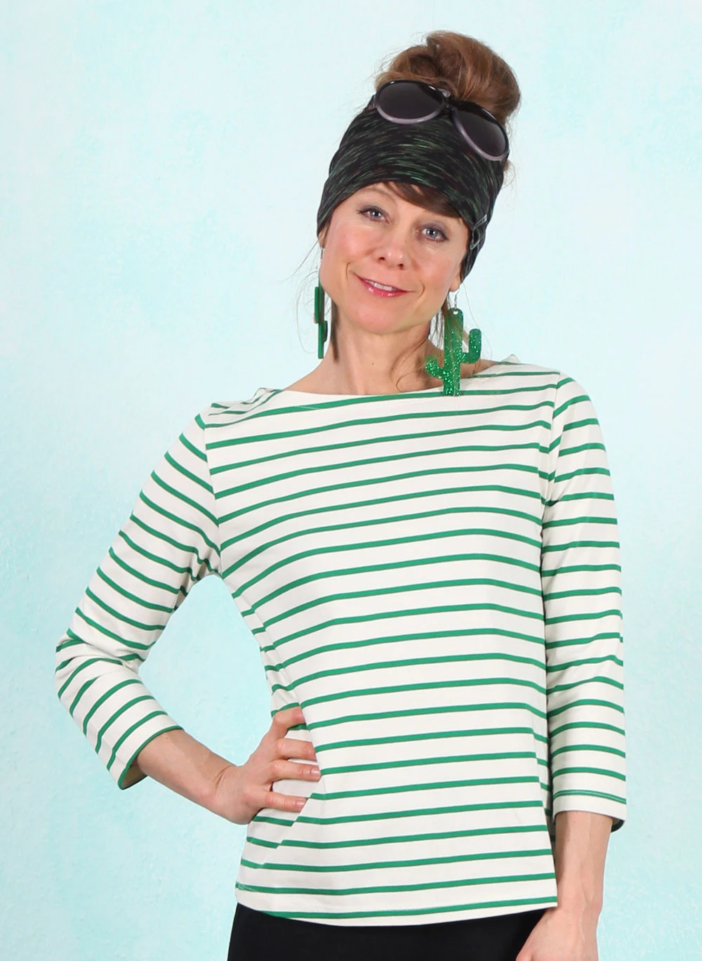 Shirt, 12070-4211, green-beige - Image 1