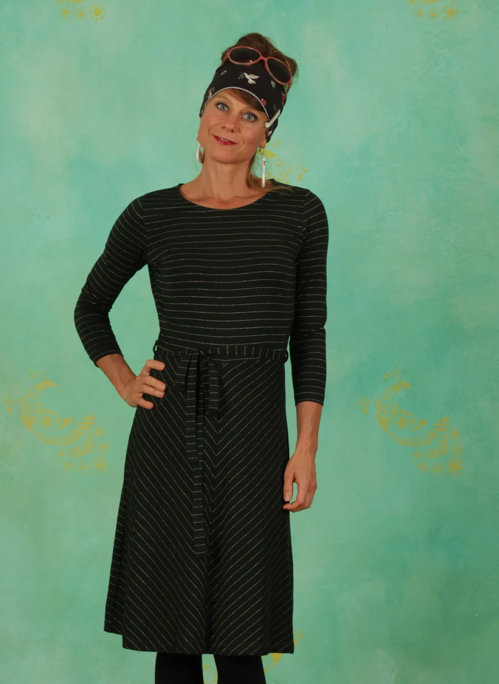 Kleid, 12102A, stripes-green - Image 1