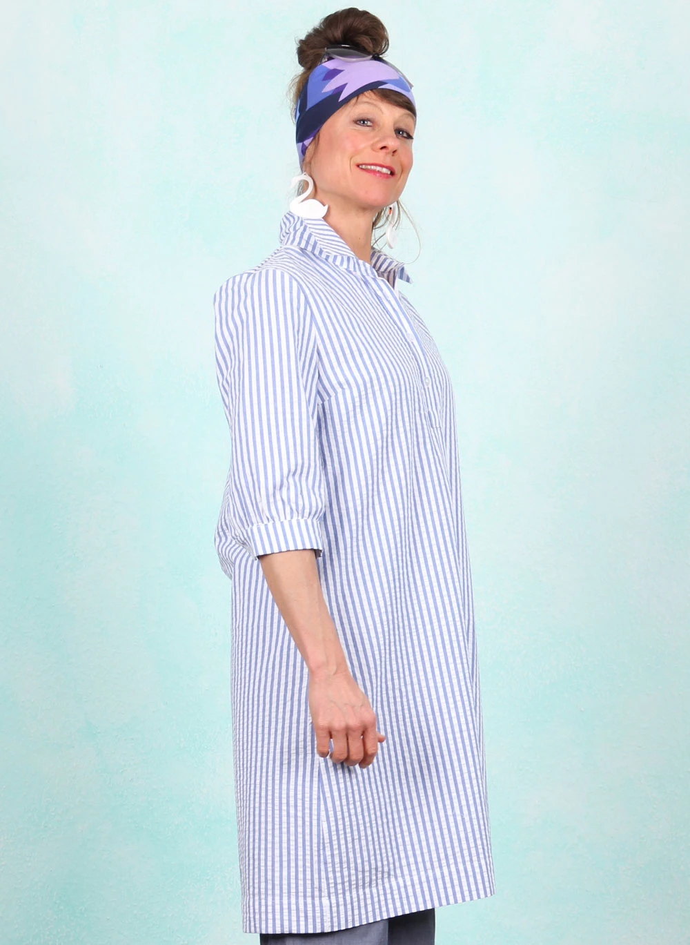 Kleid, 12241-0078, blue-white - Image 2