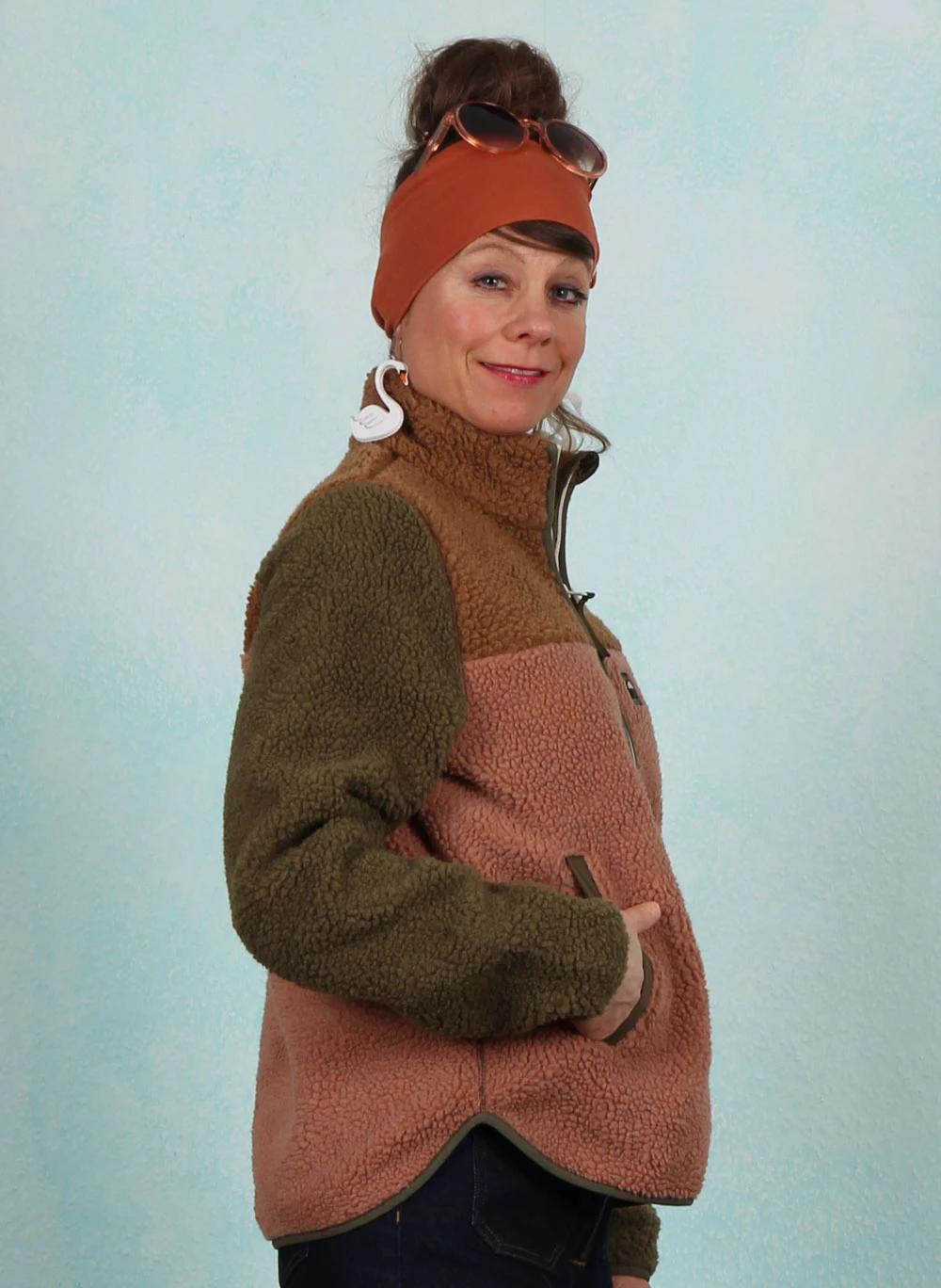 Fleece-Jacke, 39739-9506, green-rose-brown - Image 1