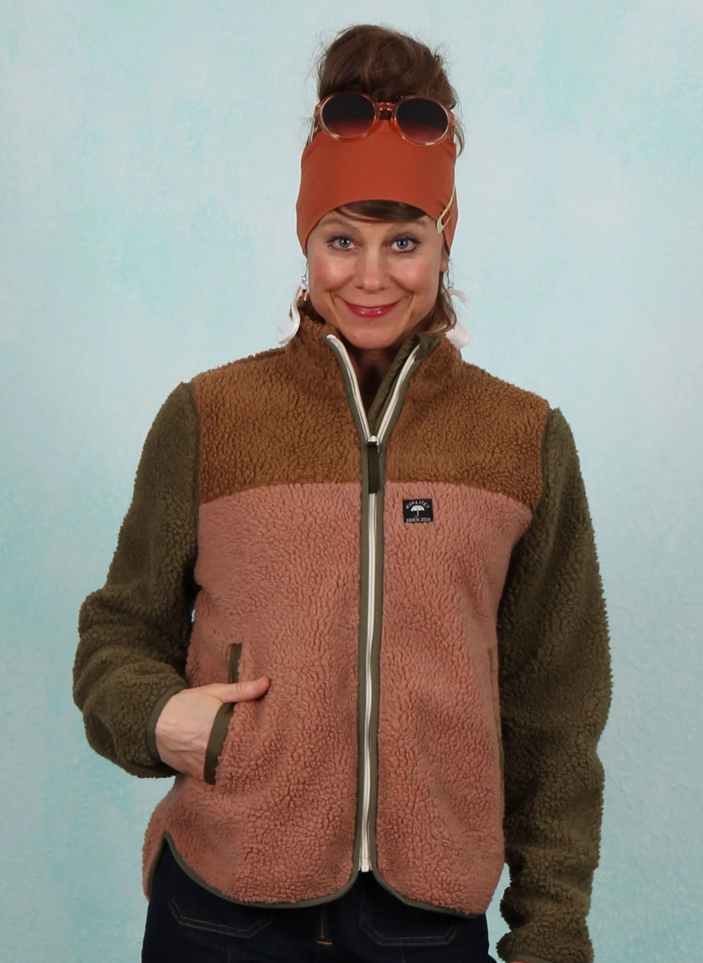 Fleece-Jacke, 39739-9506, green-rose-brown - Image 3