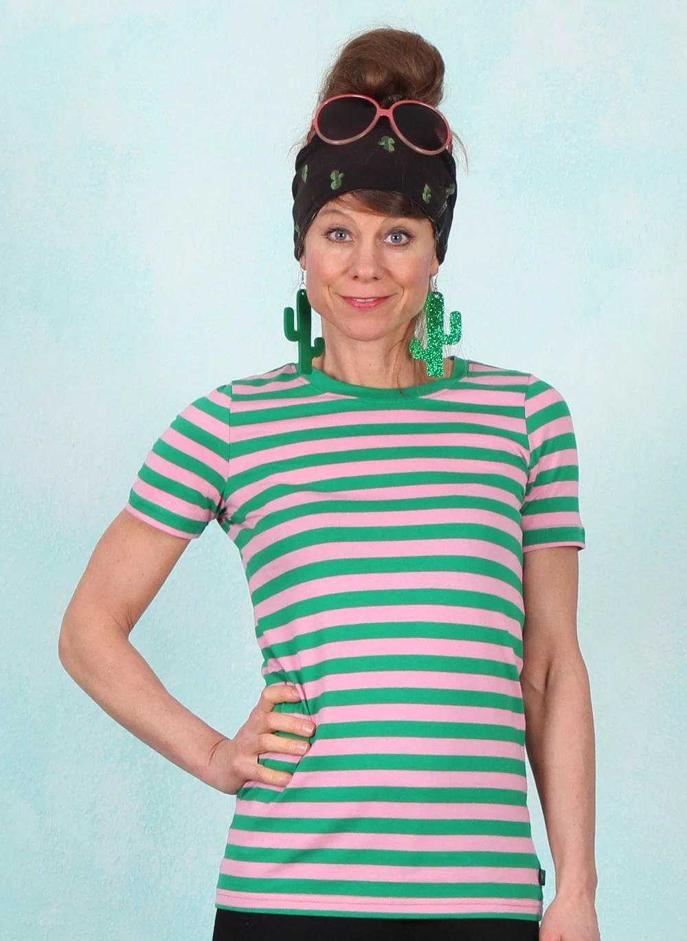 Shirt, 12459-4218, green-rose - Image 1
