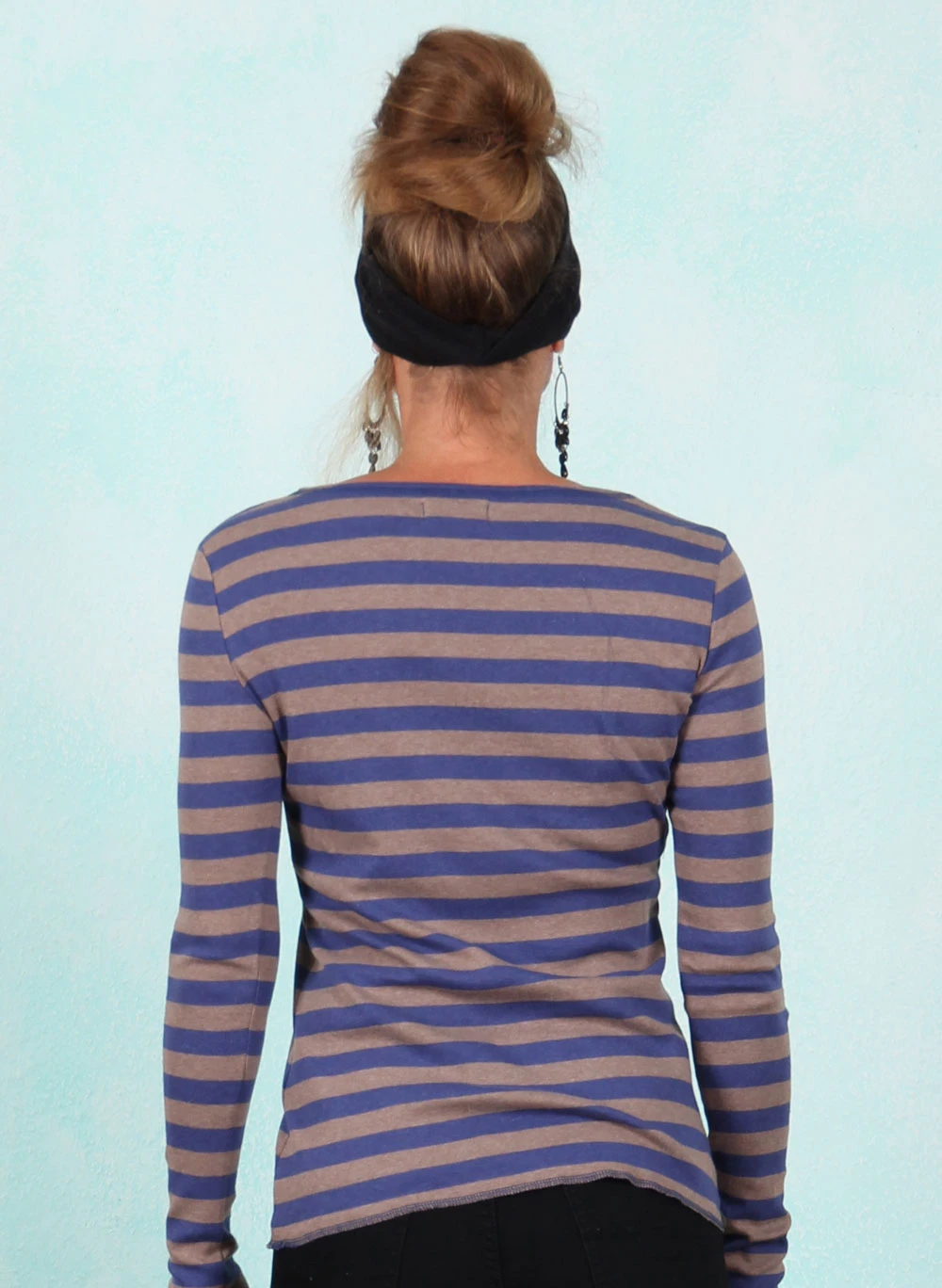 Shirt, 12675-1-463b, blue-light-brown-stripes - Image 3