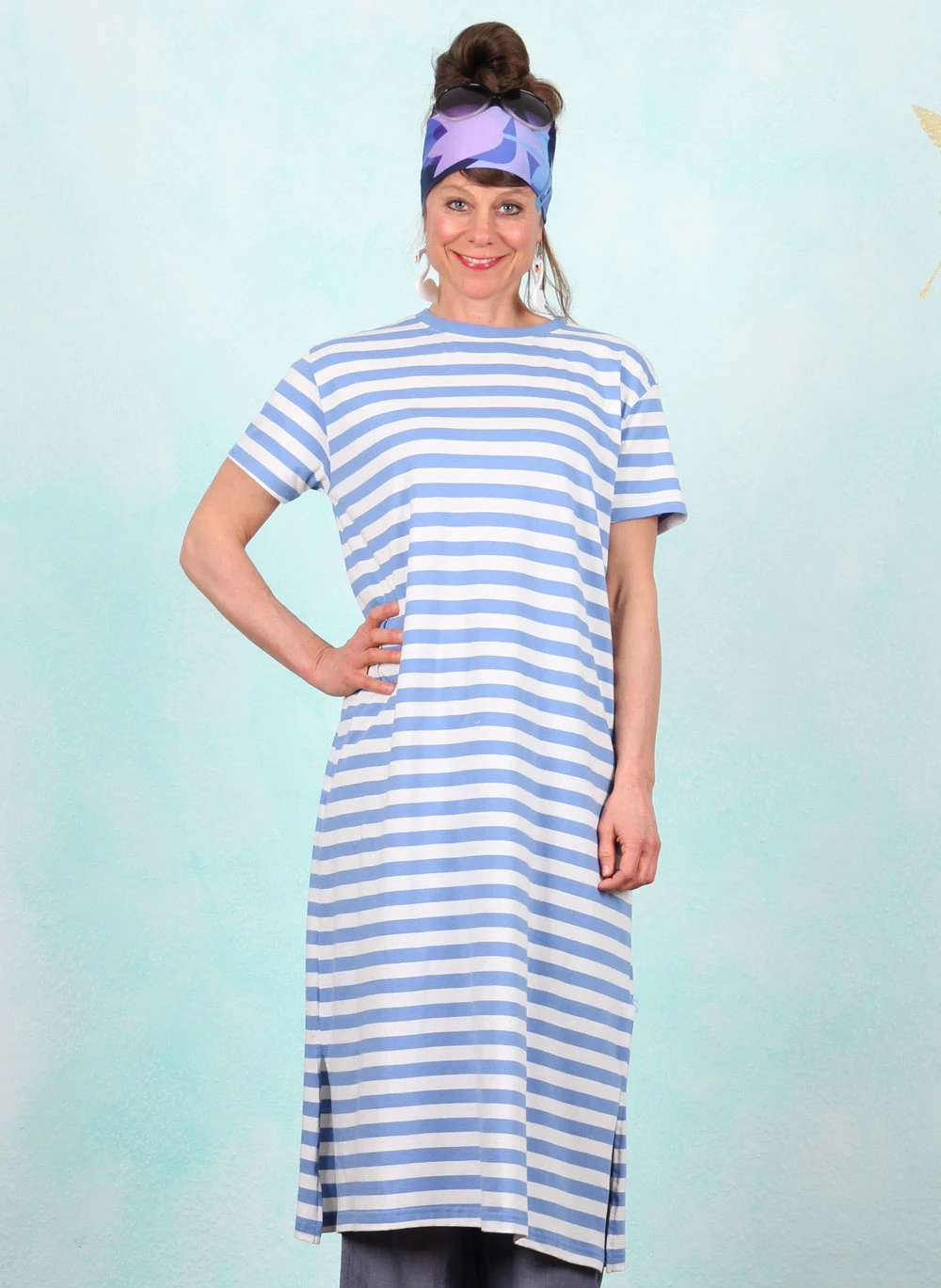 Kleid, 12711-0054, blue-white - Image 1