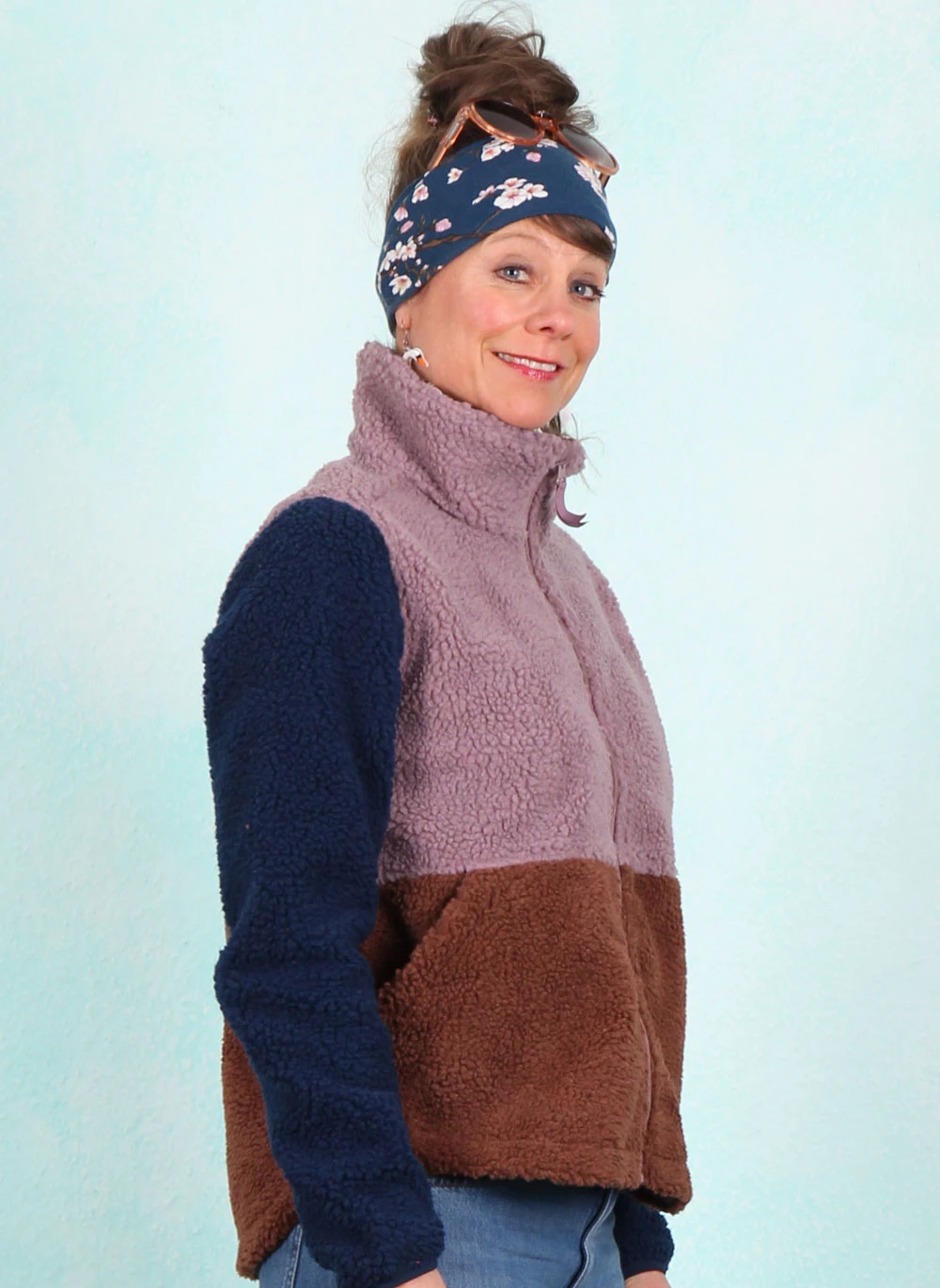 Fleece-Jacke, 12912-05151, dark-blue-lilac-brown - Image 2