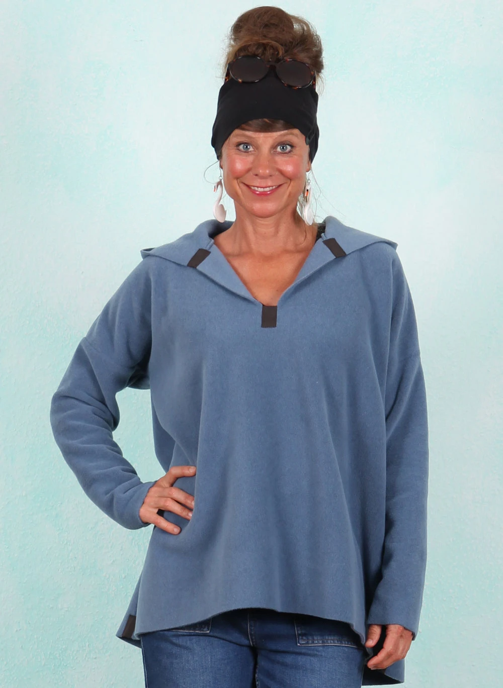 Fleece-Pullover, 1413-794, blue - Image 1