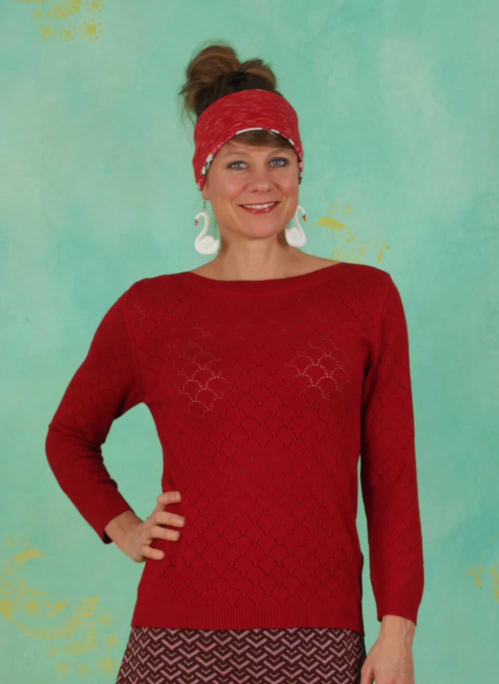 Pullover, Staying Up Knit Jumper, red - Image 1