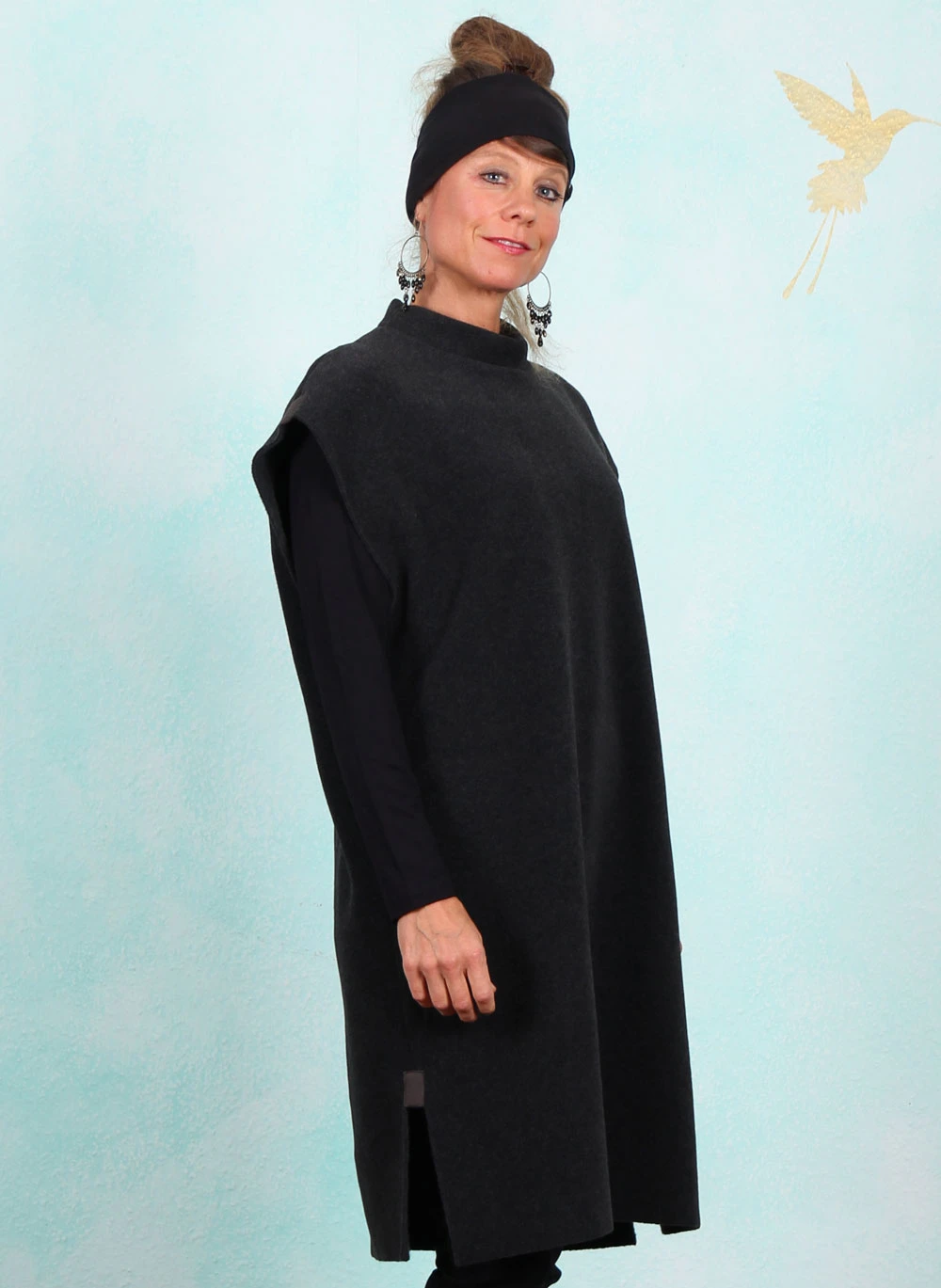 Fleece-Kleid, 3247-914, soft-black - Image 2