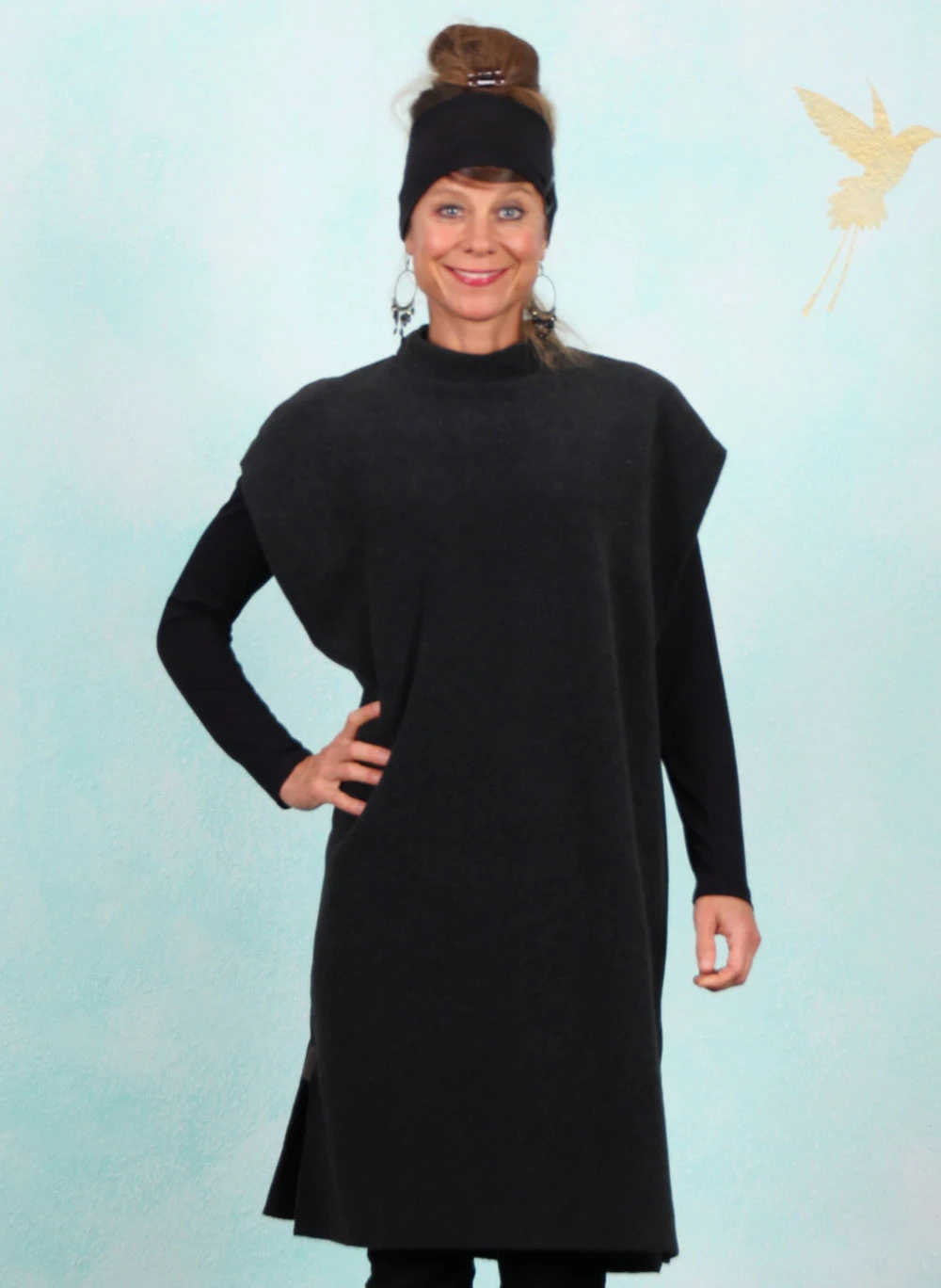 Fleece-Kleid, 3247-914, soft-black - Image 1