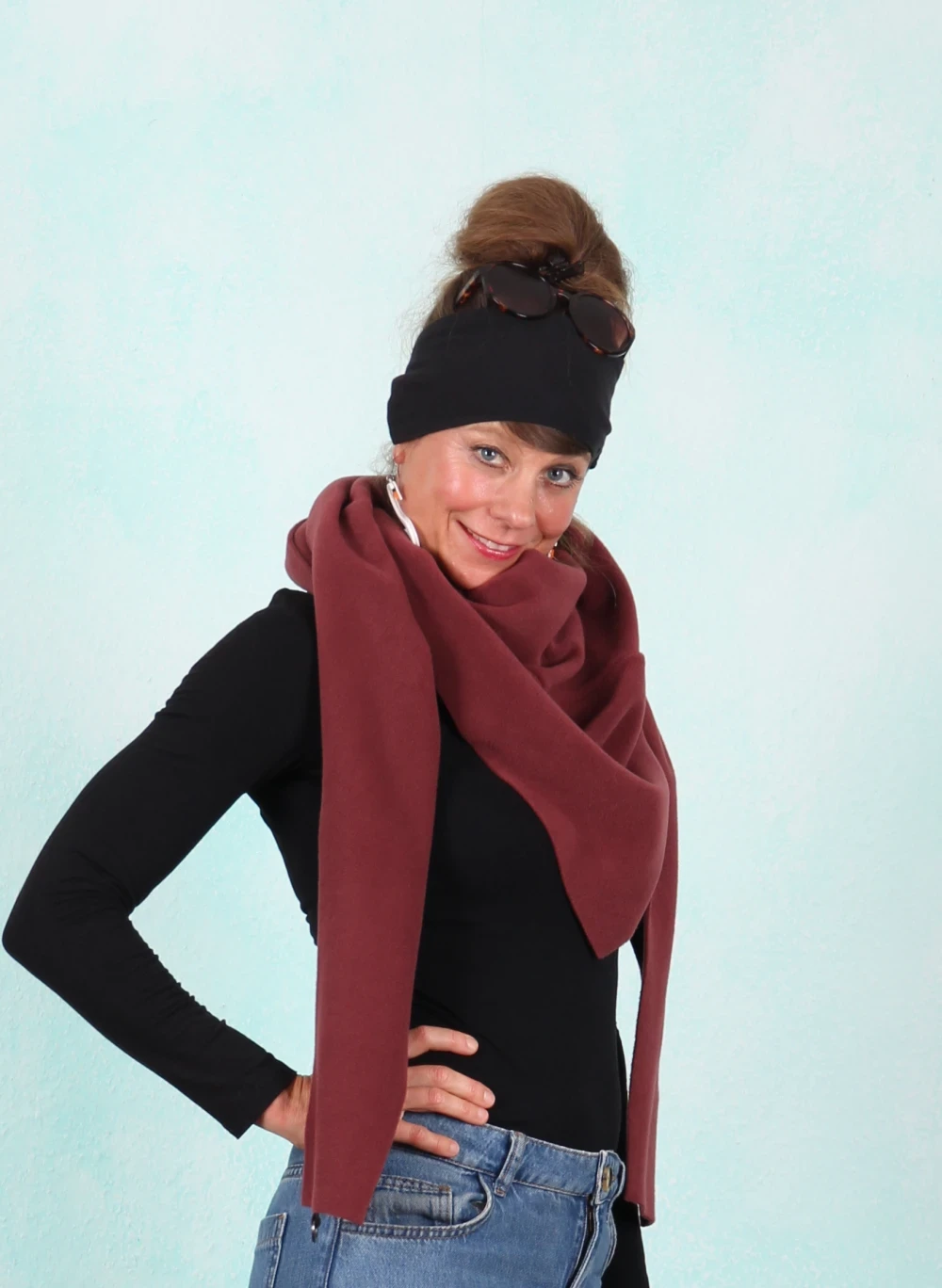 Fleece-Schal, 4051-474, wine - Image 2