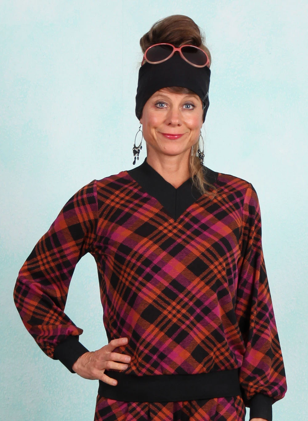 Pullover, 42222, black-pink-orange - Image 1