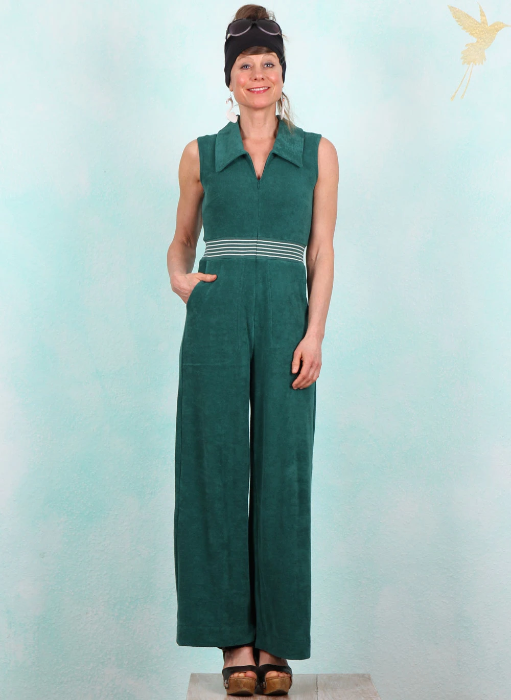 Frottee-Jumpsuit, 61135, green - Image 1