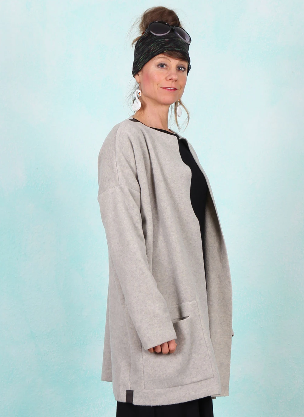 Fleece-Cardigan, 7105-805, light-grey - Image 2