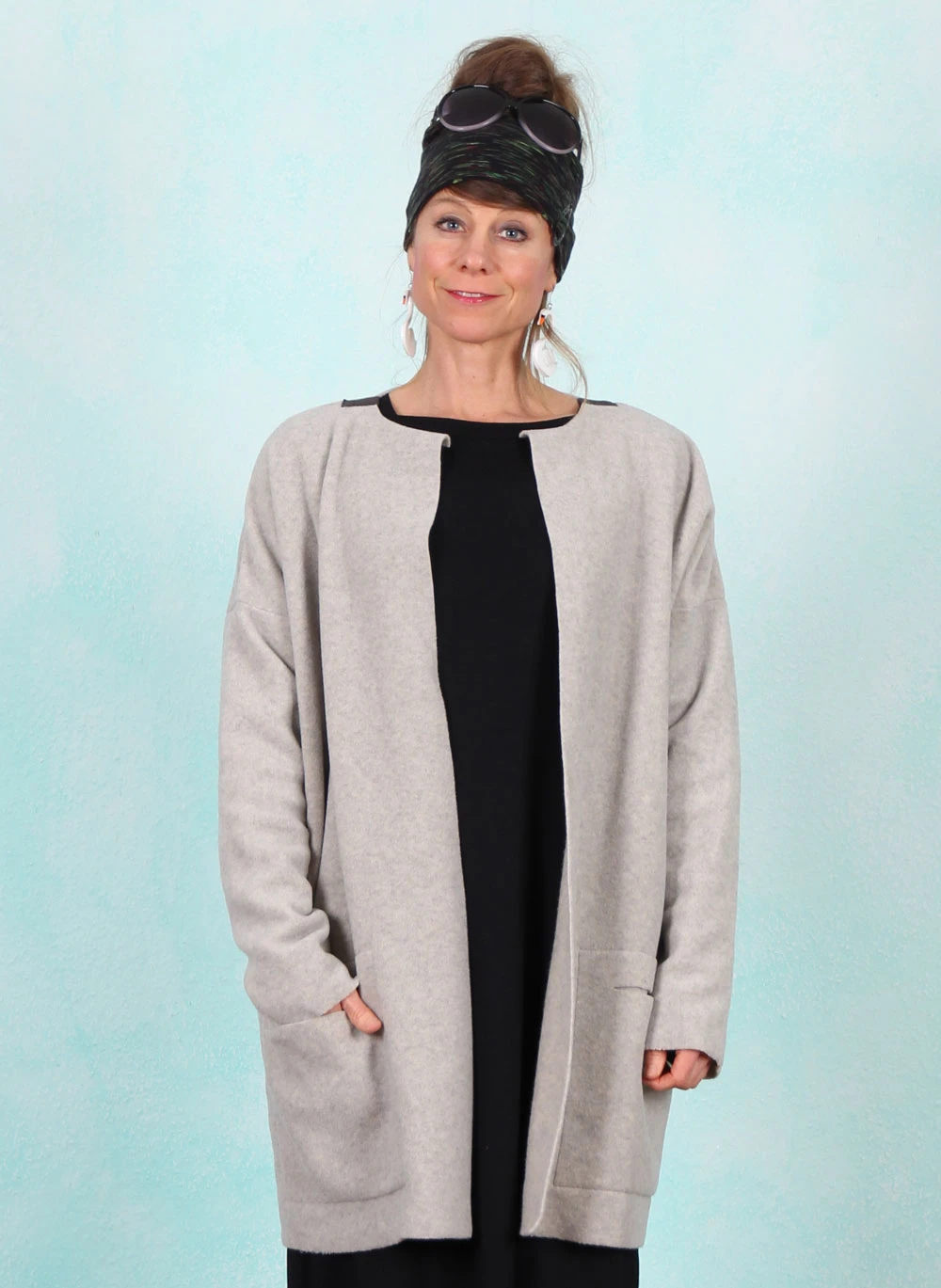 Fleece-Cardigan, 7105-805, light-grey - Image 1