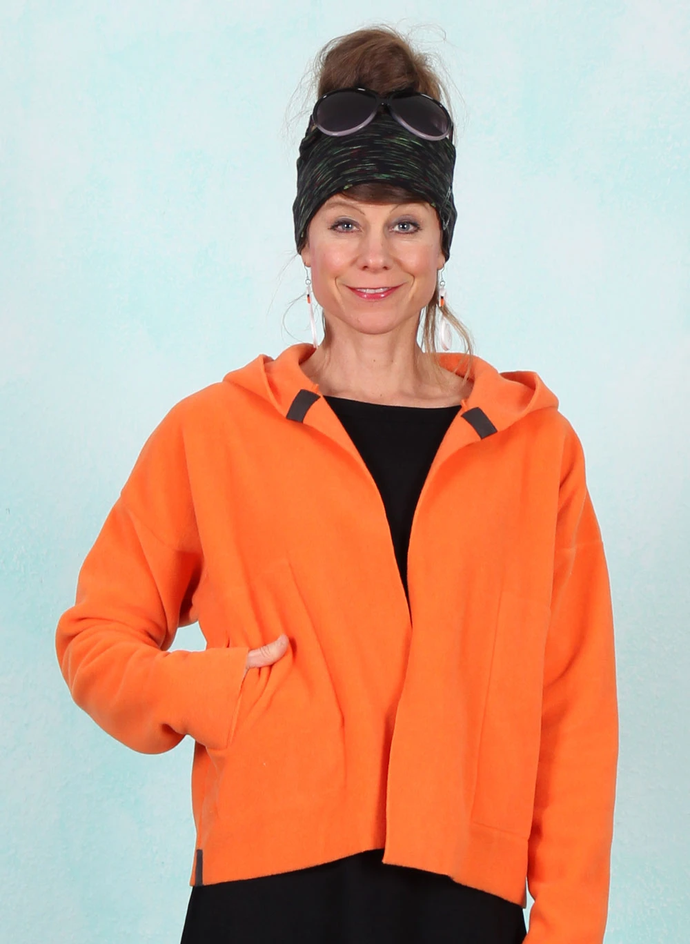 Fleece-Cardigan, 7158-773, orange - Image 1