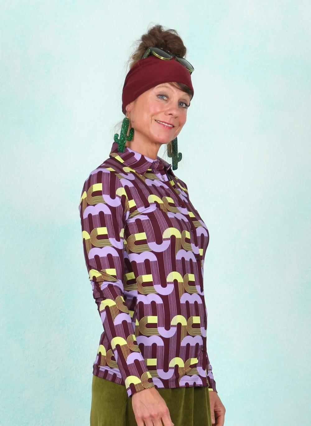 Bluse, AW26081, wine-multi - Image 2