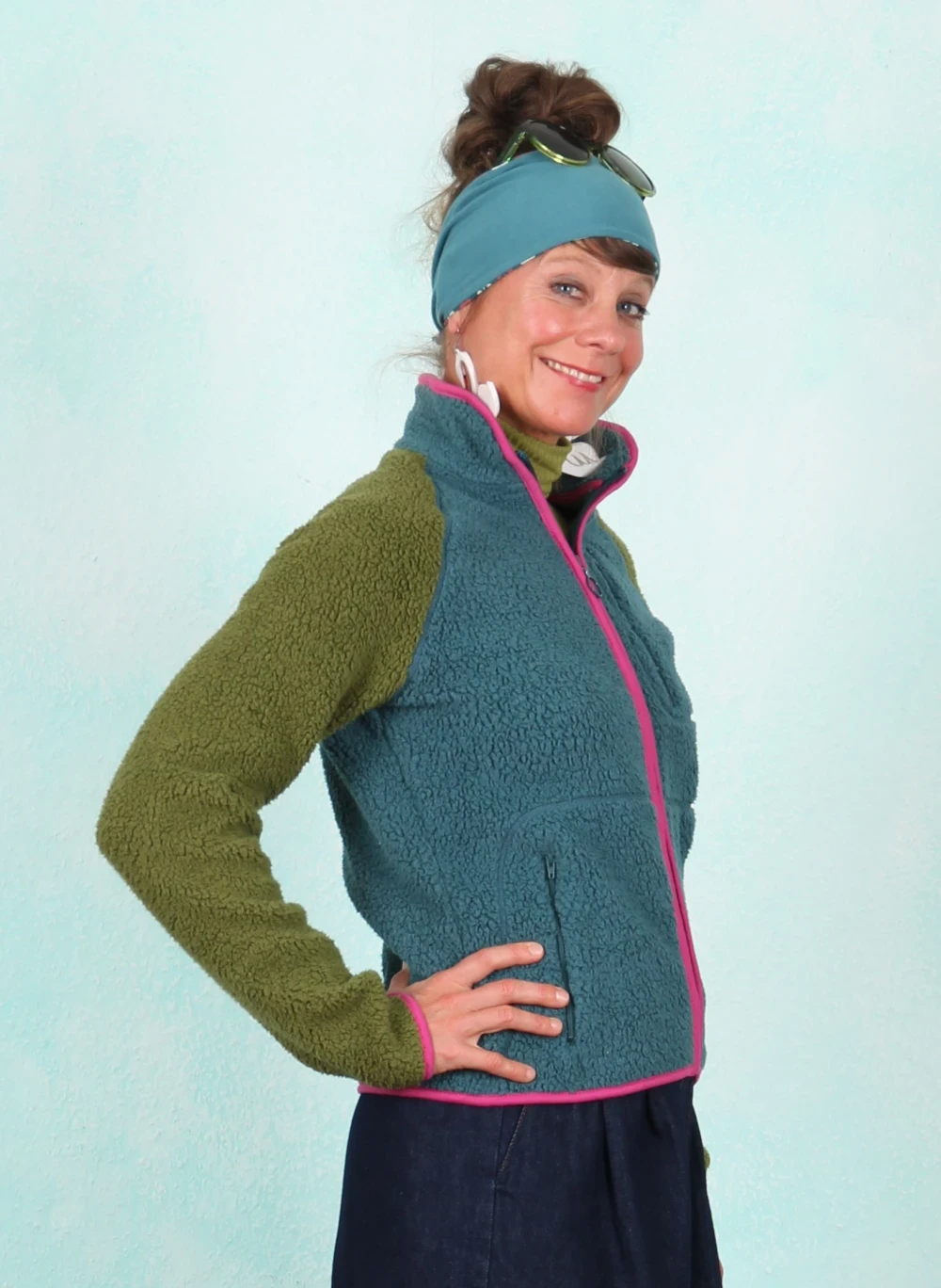Fleece-Jacke, AW26300, petrol-green - Image 2