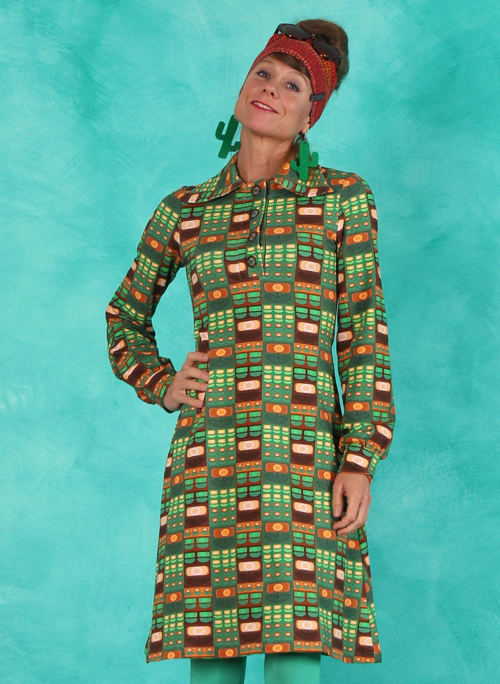 Kleid, DRE-01515, green-multi - Image 1
