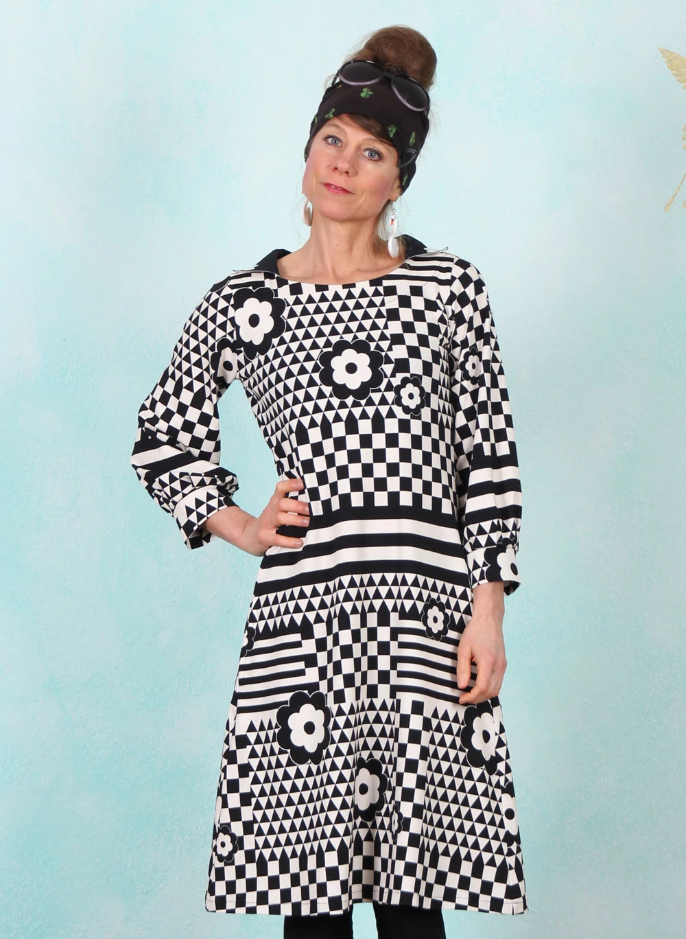 Kleid, DRE-01533, black-white - Image 1