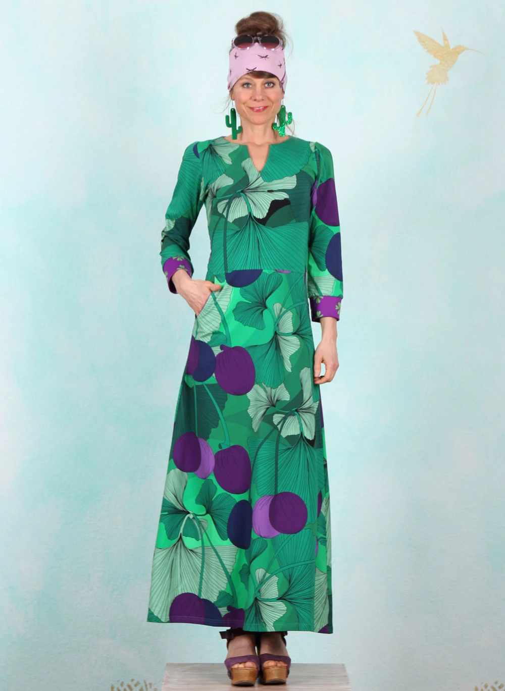 Kleid, DRE-01556, green-multi - Image 1