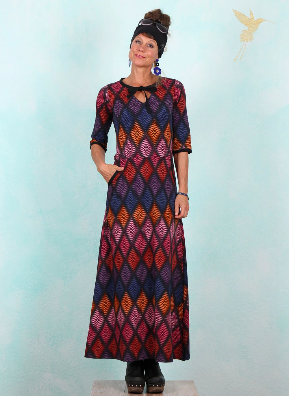 Kleid, DRE-01594, black-multi - Image 1