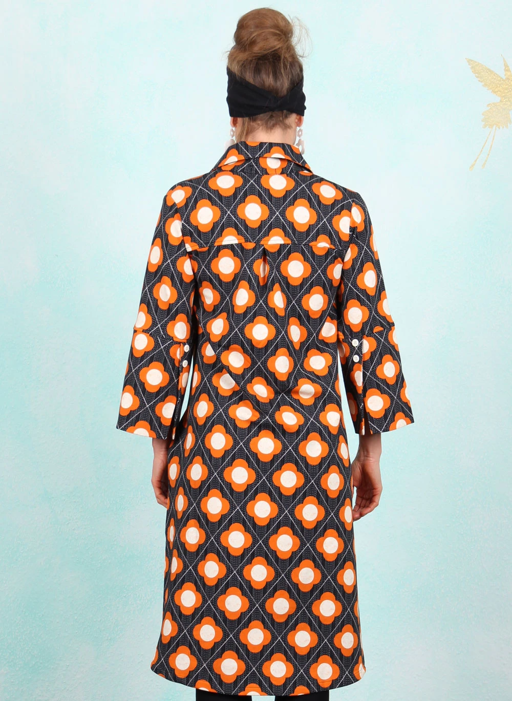 Kleid, DRE-01689, black-orange - Image 3