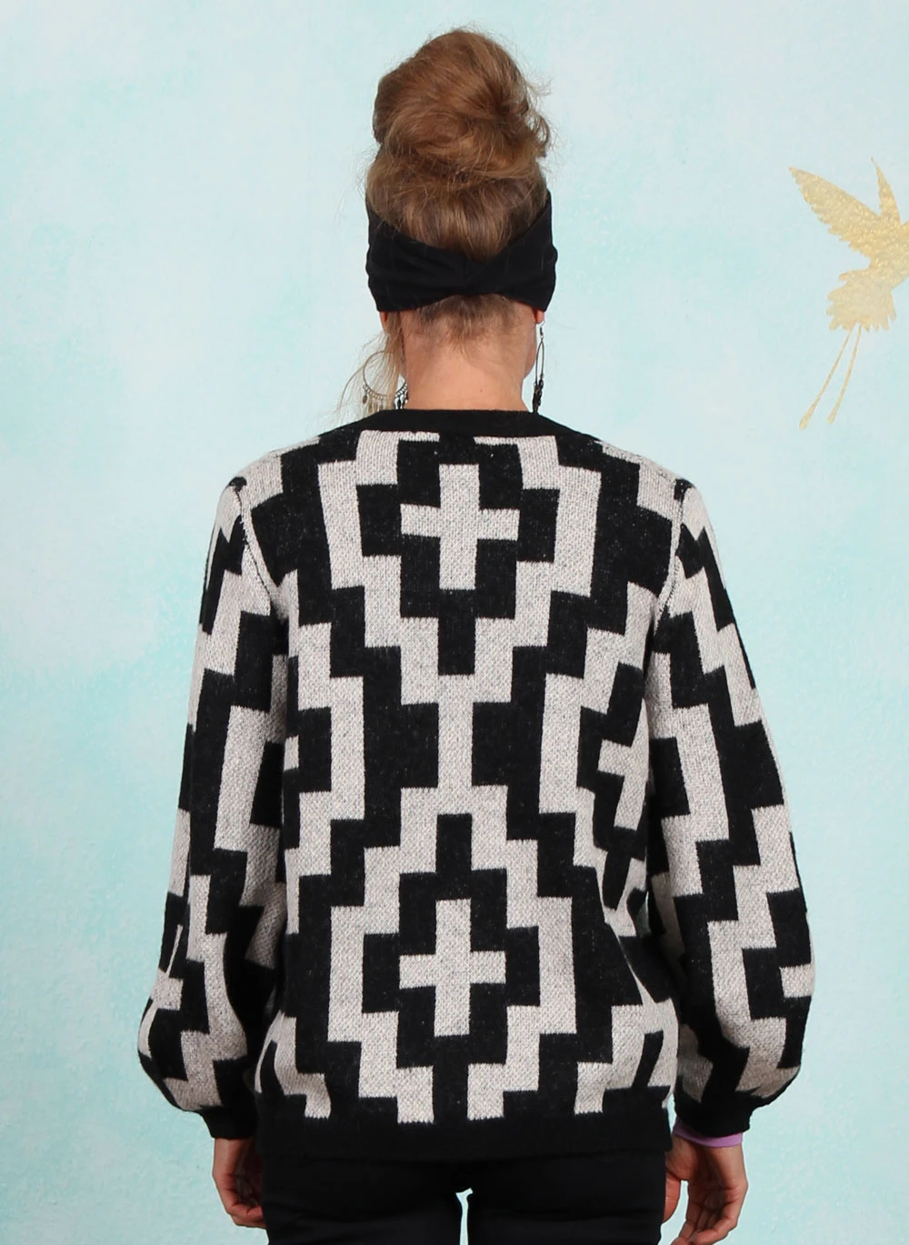 Cardigan, K0806, black-white - Image 3