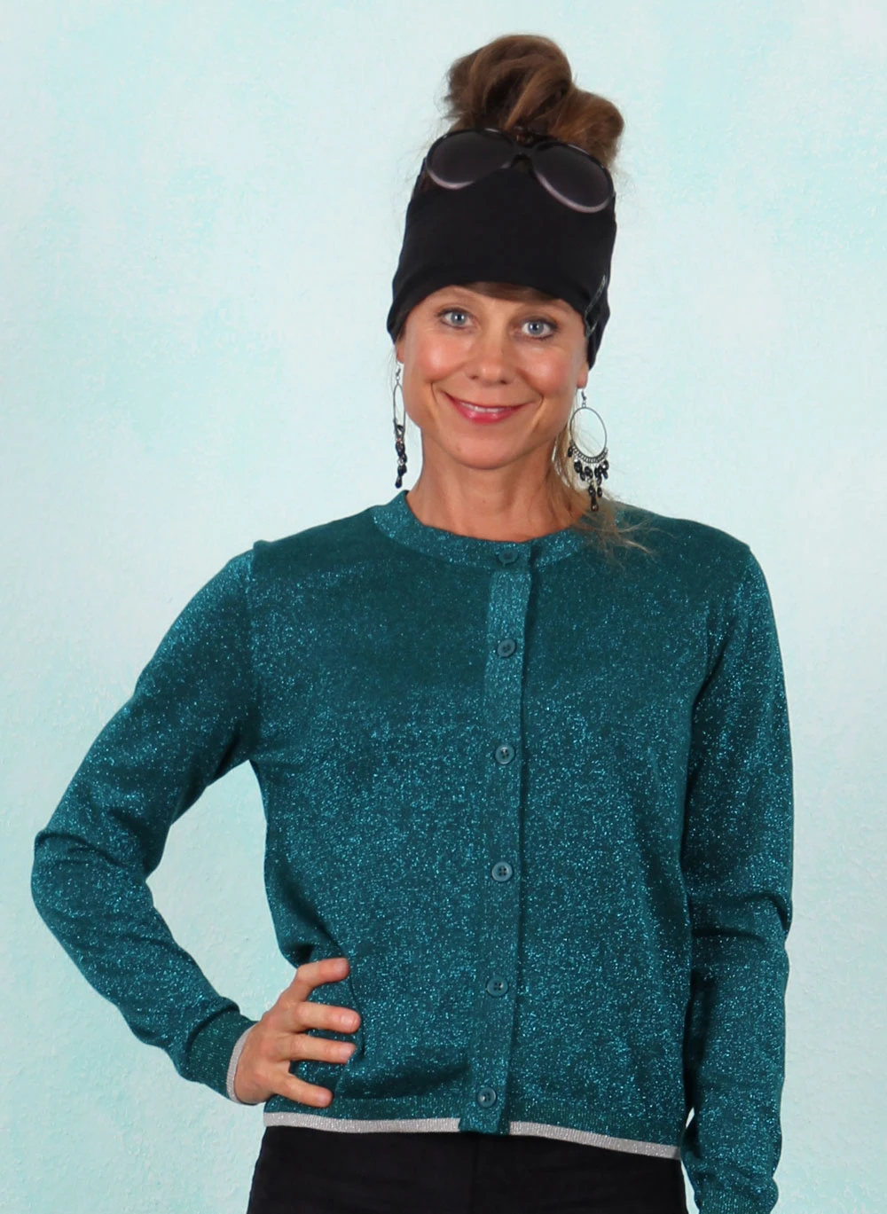 Cardigan, K0891, sparkling-petrol - Image 1