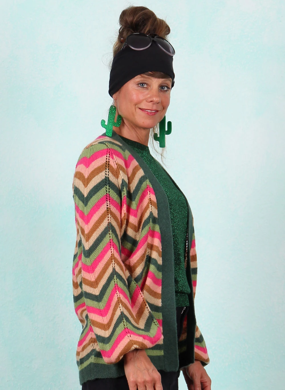 Cardigan, K0920, green-multi - Image 2