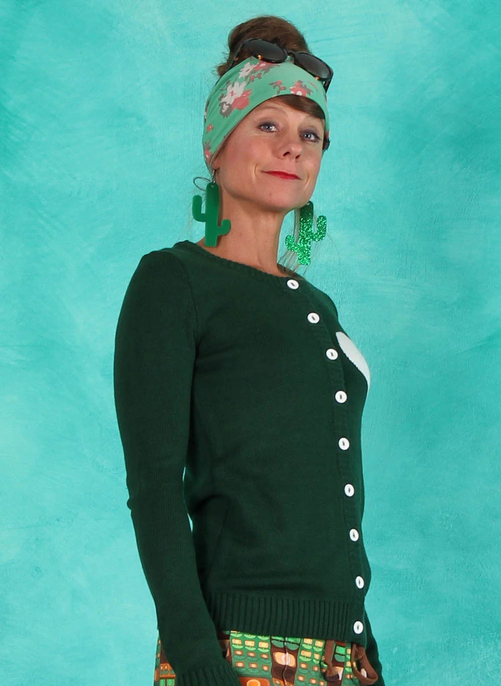 Cardigan, KNI-CAR-1513, green - Image 2