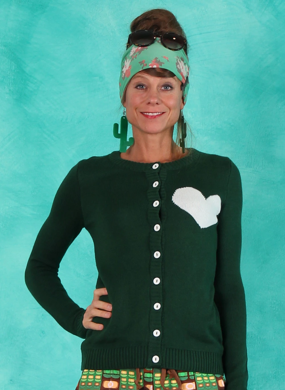 Cardigan, KNI-CAR-1513, green - Image 1