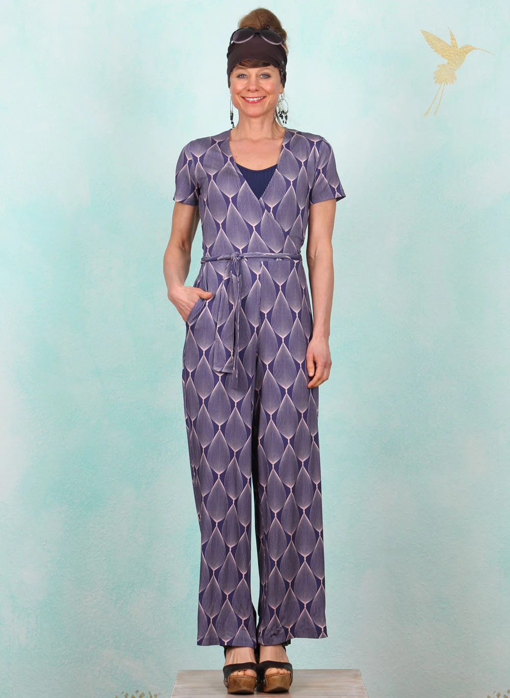 Jumpsuit, LASU25221, blue-grey-rose - Image 1