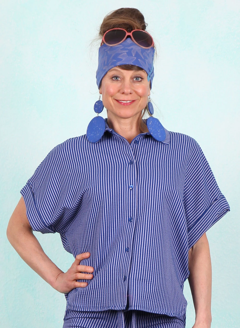 Bluse, LASU26194, blue - Image 1