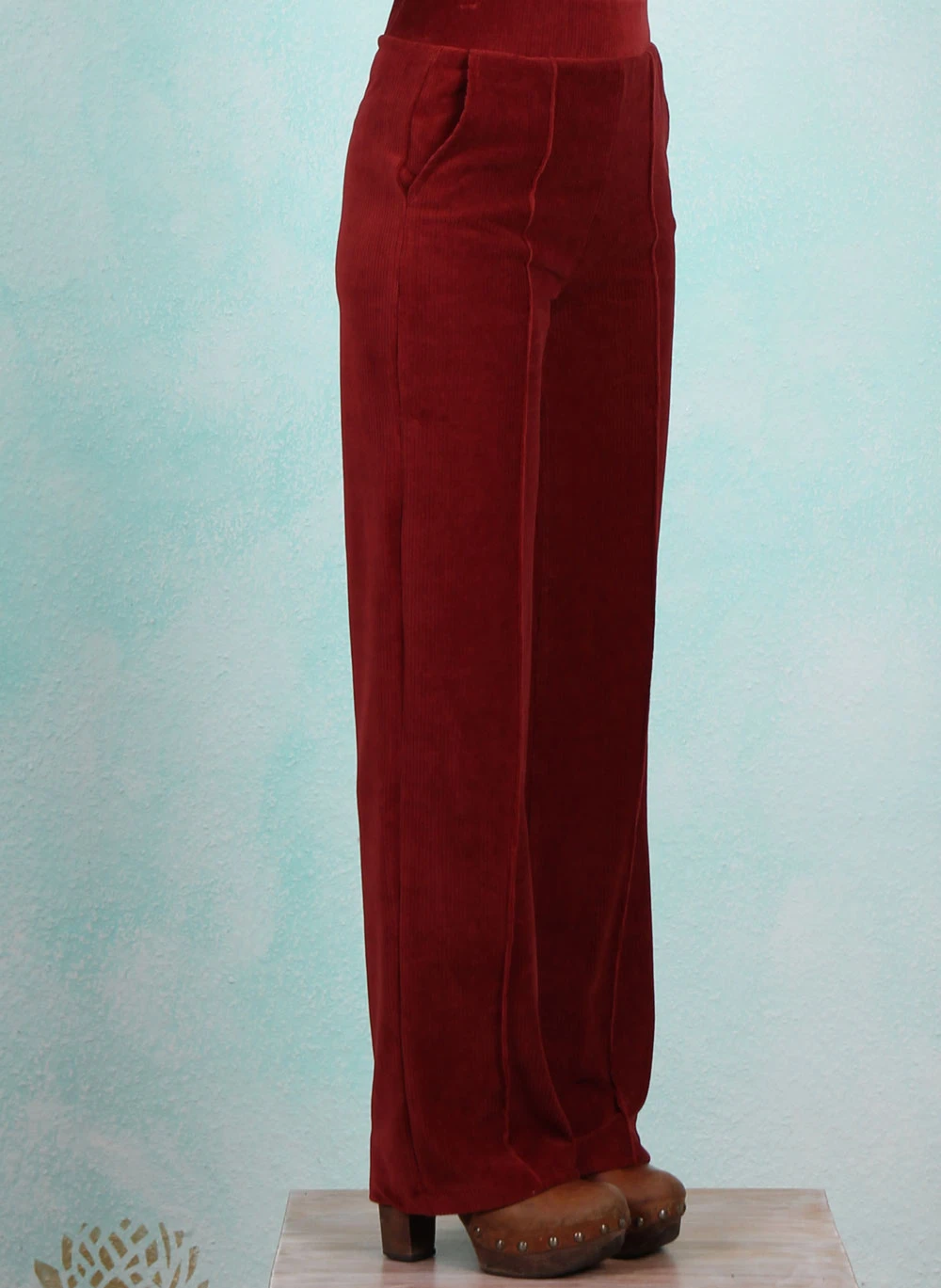 Rib-Velours-Hose, LAWI24120, red-brown - Image 2