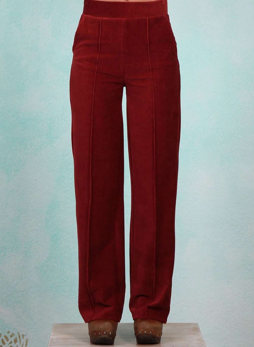 Rib-Velours-Hose, LAWI24120, red-brown - Image 1
