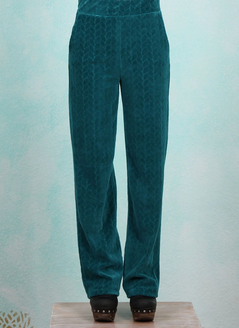 Velours-Hose, LAWI24125, petrol - Image 1