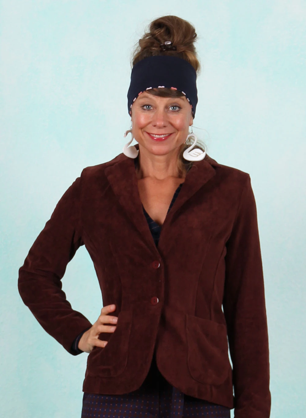 Rib-Velour-Blazer, LAWI25333, dark-brown - Image 1