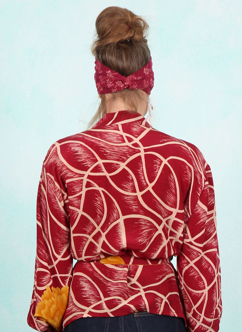 Bluse, SKS-2435, bordeaux-yellow - Image 3