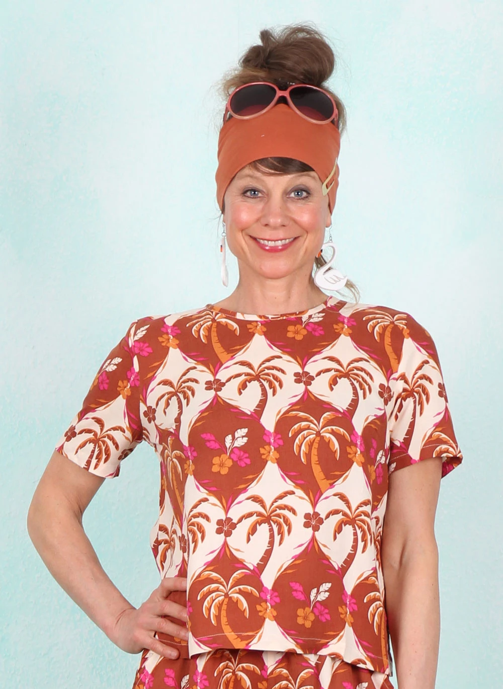 Shirt, T1055, brown-multi - Image 1