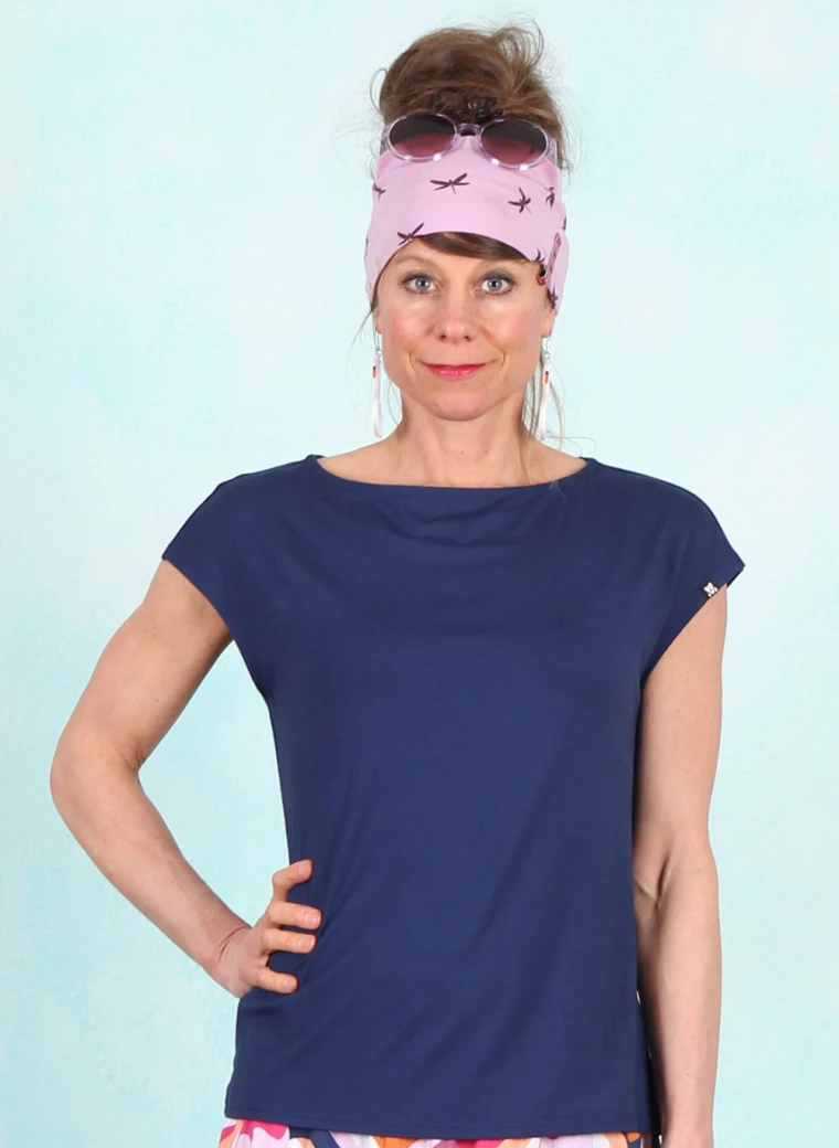 Top, Breezy Flowgirl, vibrant-dark-blue