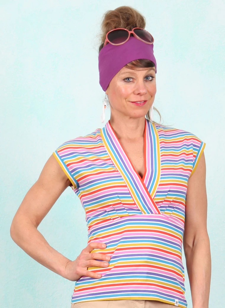 Shirt, Virgin Venus, coral-rainbow-stripes