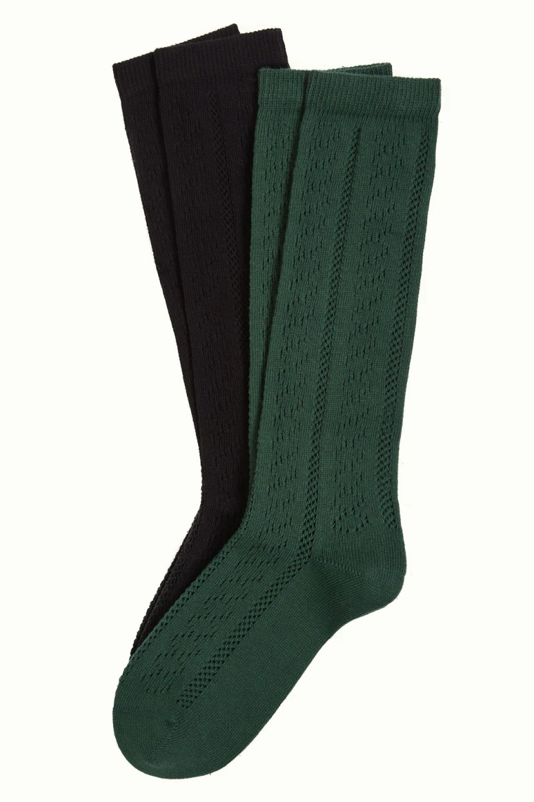 Kniestürmpfe 2er-Pack, 09391-001, black-green