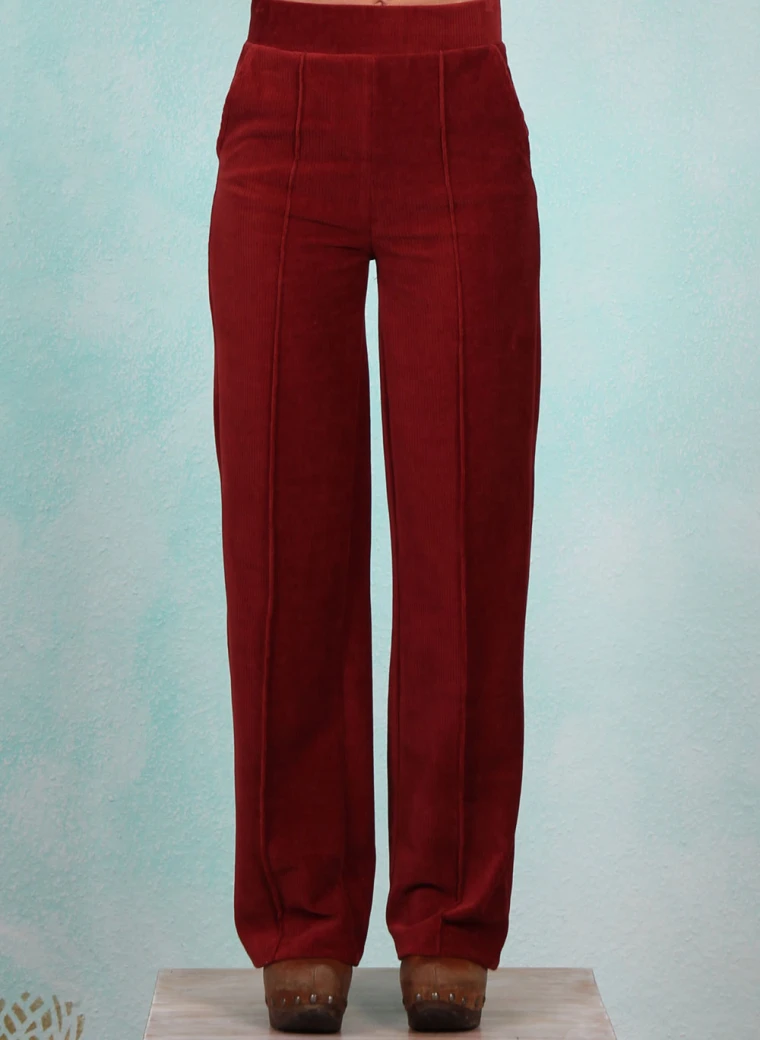 Rib-Velours-Hose, LAWI24120, red-brown