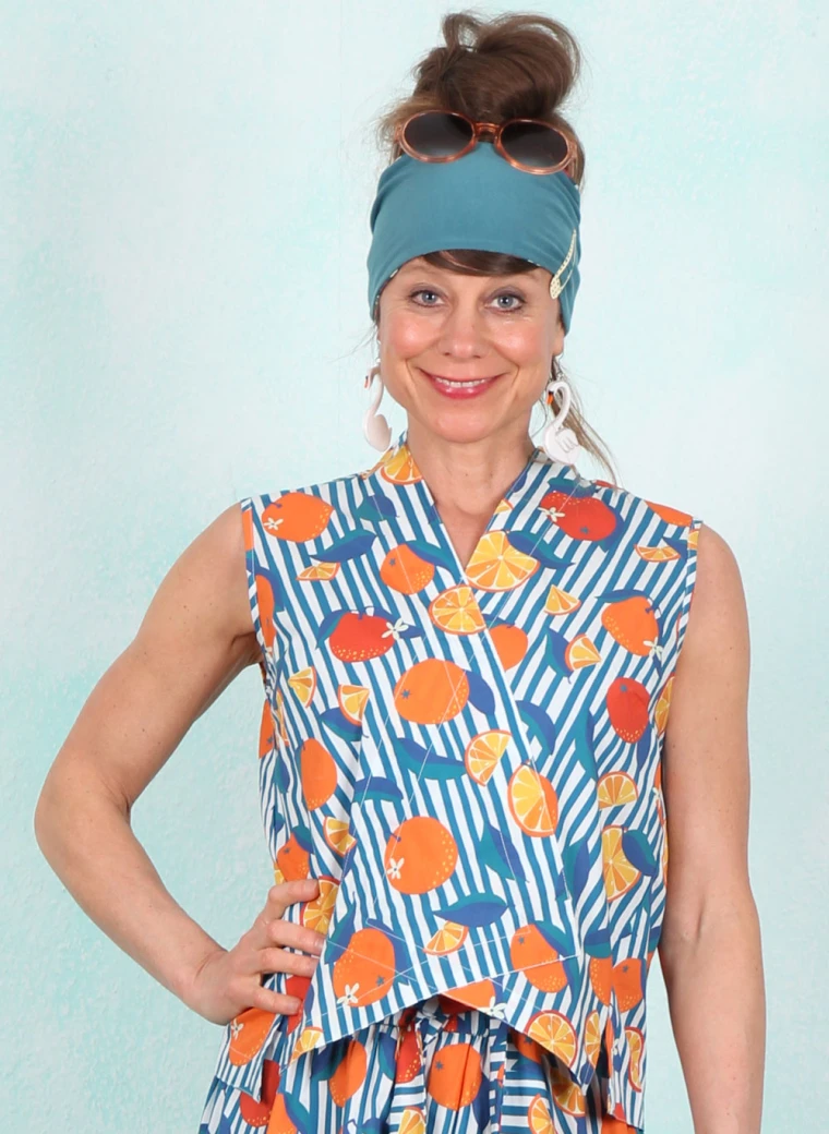 Top, SP26-017, blue-orange